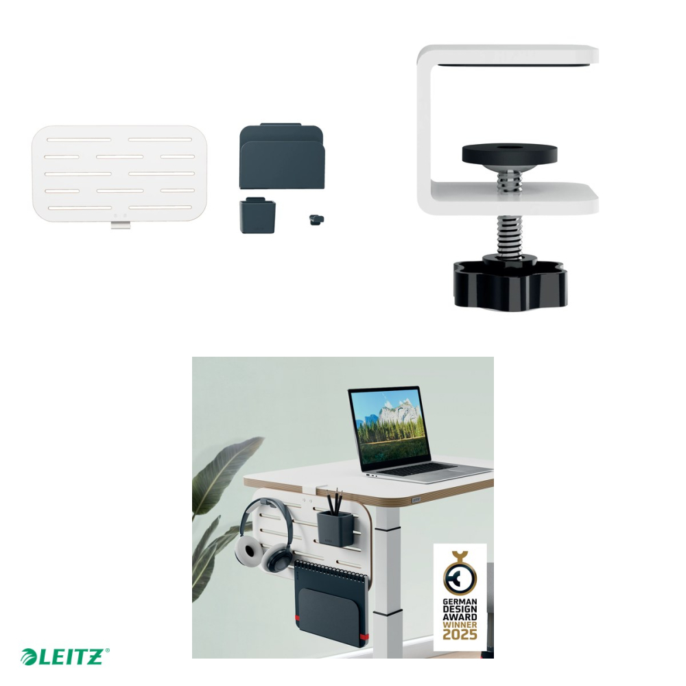 Organizator vertical de birou Leitz Ergo, 42x25 cm, cu 3 accesorii, pentru blat de maxim 35 mm [4]