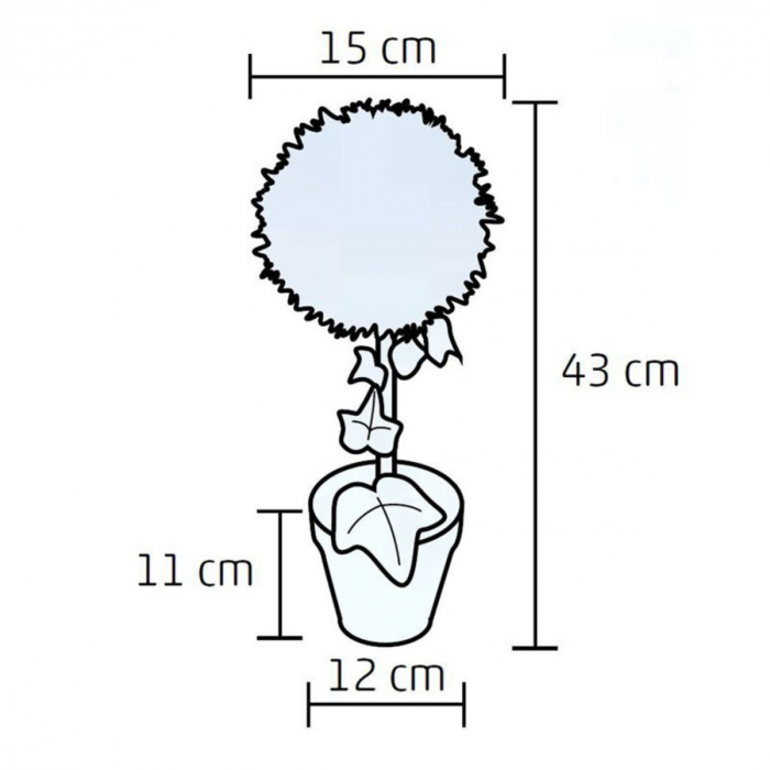 Ornament artificial Buxus, 25 led-uri, 43cm, pentru interior [3]