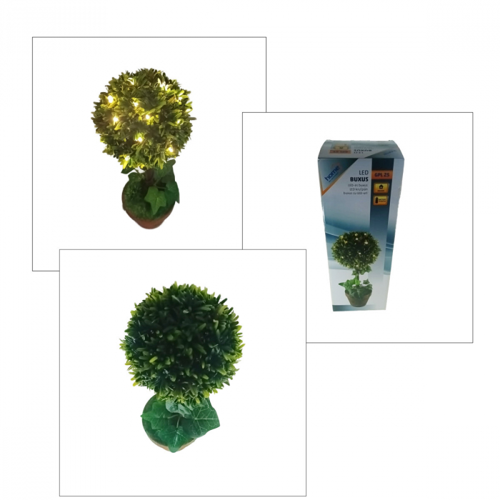 Ornament artificial Buxus, 25 led-uri, 43cm, pentru interior [4]