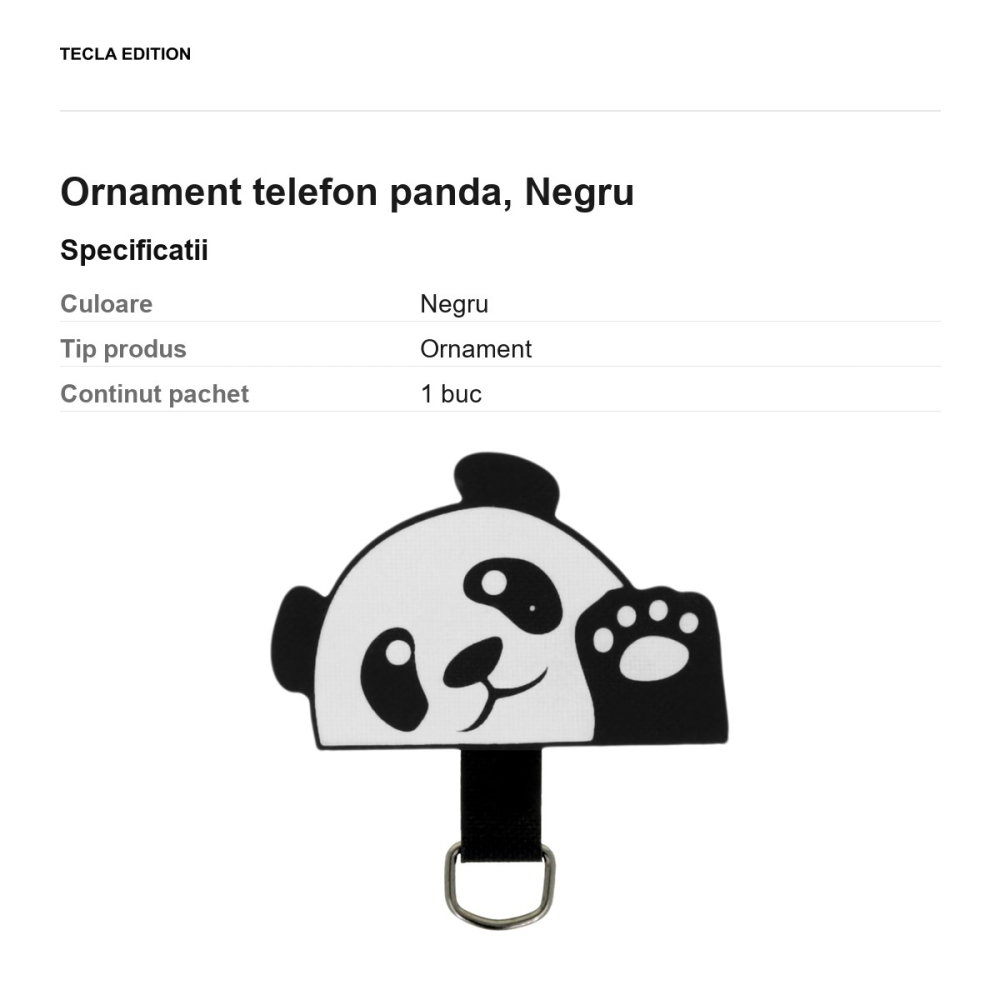 Ornament telefon urs panda, Negru [3]