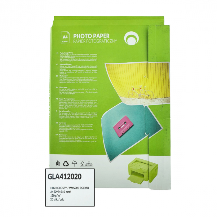 Pachet 20 coli hartie foto A4, 120g/m2, lucioasa, GLA412020, TFO High Glossy, albe [4]