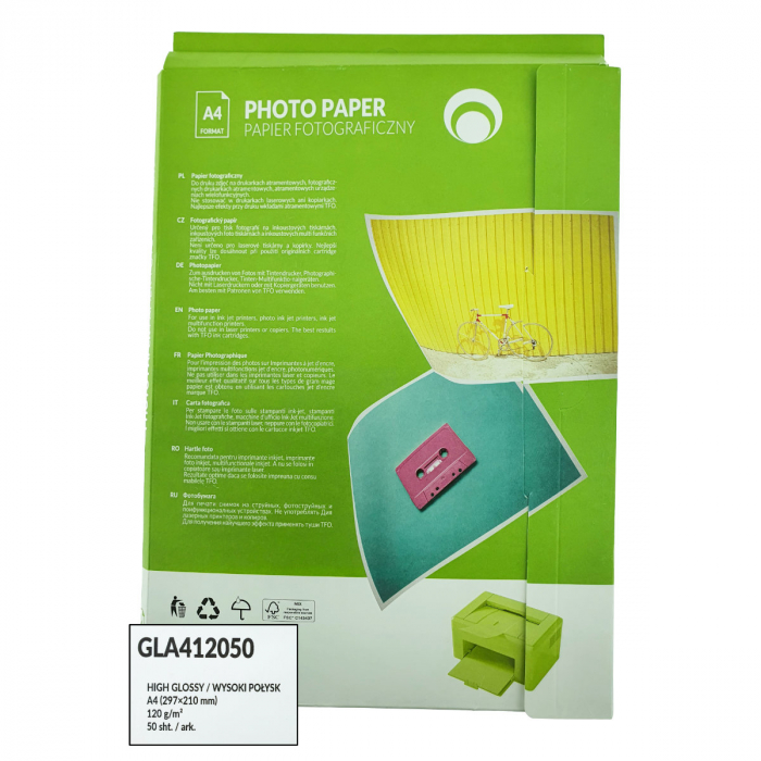 Pachet 50 coli hartie foto A4, 120g/m2, lucioasa, GLA412050, TFO High Glossy, albe [4]