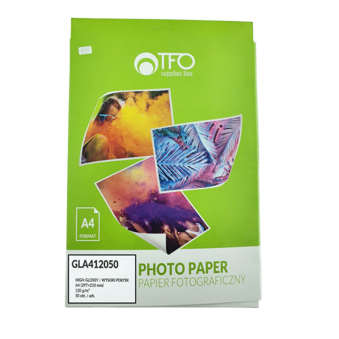 Pachet 50 coli hartie foto A4, 120g/m2, lucioasa, GLA412050, TFO High Glossy, albe [1]