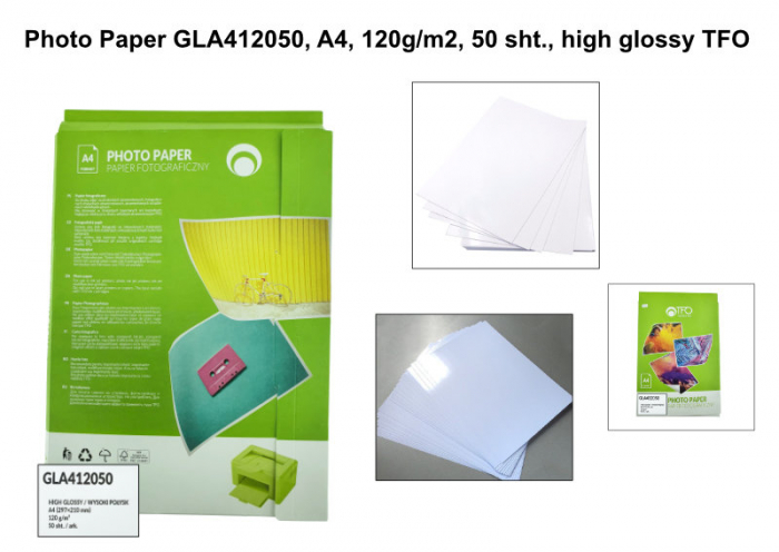 Pachet 50 coli hartie foto A4, 120g/m2, lucioasa, GLA412050, TFO High Glossy, albe [5]