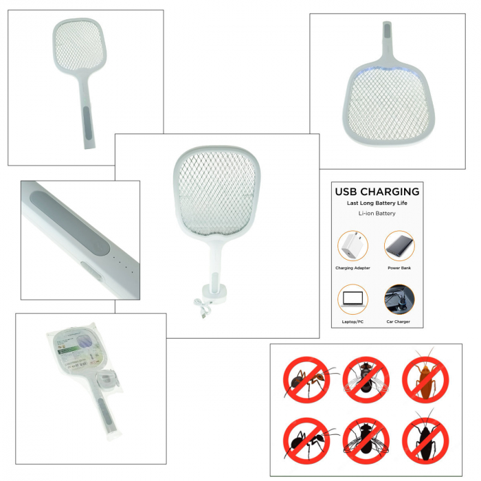 Paleta anti-insecte cu lampa UV, Esperanza Insect Killer Swatter UV Blaster 95598, actionare automata sau manuala, dimensiuni 52 x 22 x 3 cm, gri [3]
