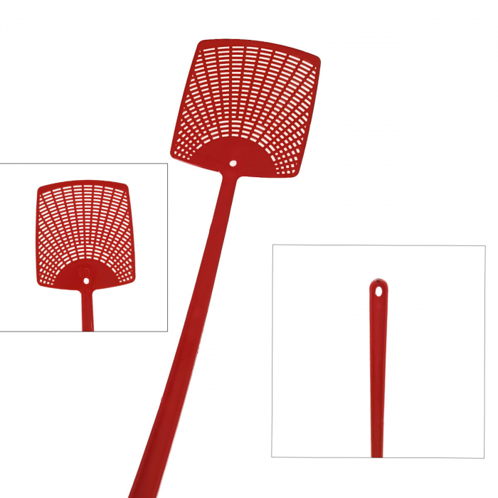 Paleta manuala pentru muste si insecte, 115 x 100 x 2 mm, cu maner flexibil de 330 mm, rosie [5]