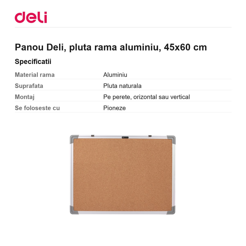 Panou Deli, pluta rama aluminiu, 45x60 cm [3]