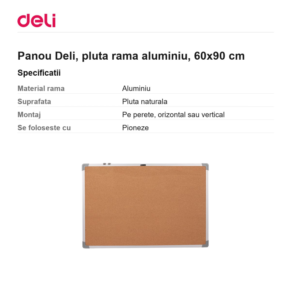 Panou Deli, pluta rama aluminiu, 60x90 cm [3]