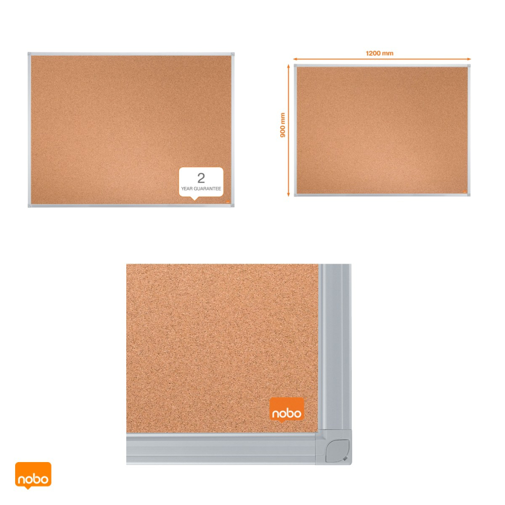 Panou din pluta Nobo Essentials, rama din aluminiu, montare prin colturi sau suporturi de suspendare, 120x90 cm [4]