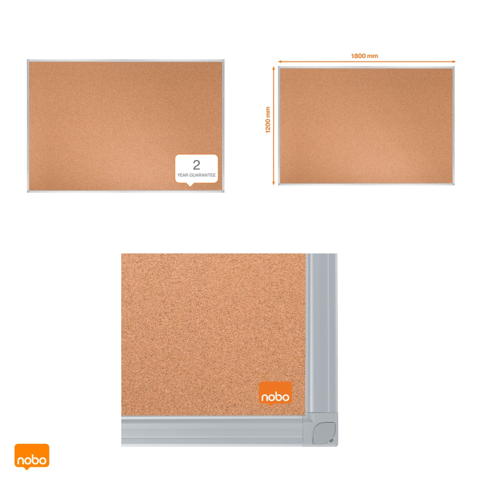 Panou din pluta Nobo Essentials, rama din aluminiu, montare prin colturi sau suporturi de suspendare, 180x120 cm [4]