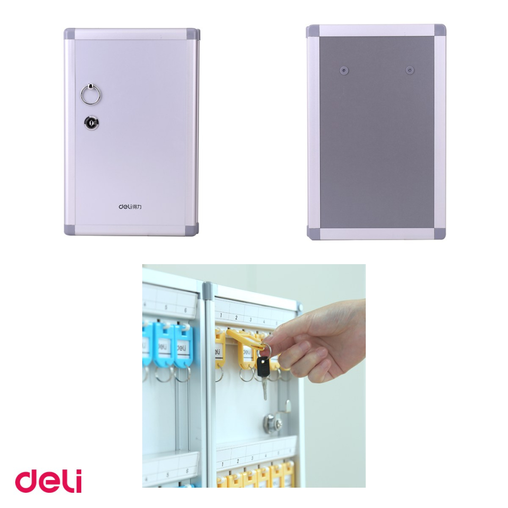 Panou metalic pentru 24 chei Deli, din aliaj de aluminiu, gri, 216x326x63 mm [4]
