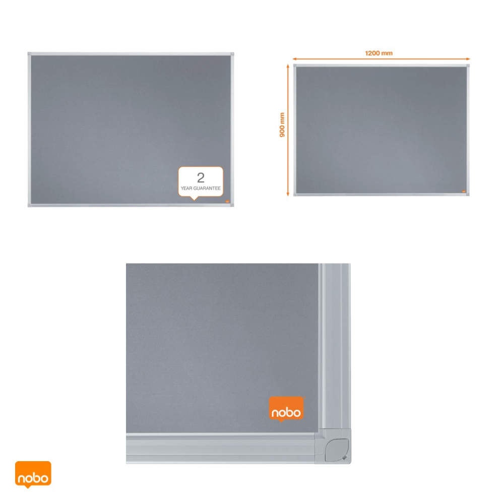 Panou textil Nobo Essentials, montare prin colturi sau suporturi de suspendare, format portret sau orizontal, 120x90 cm, gri [4]