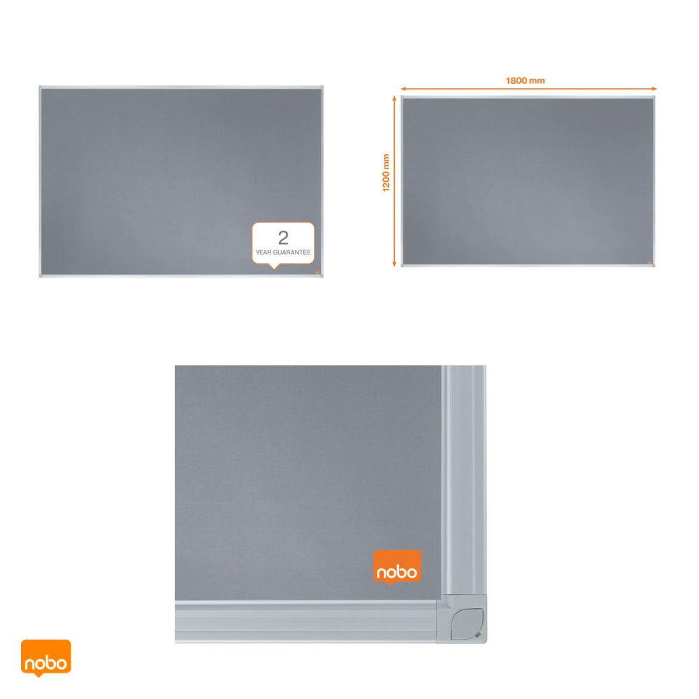 Panou textil Nobo Essentials, montare prin colturi sau suporturi de suspendare, format portret sau orizontal, 180x120 cm, gri [4]