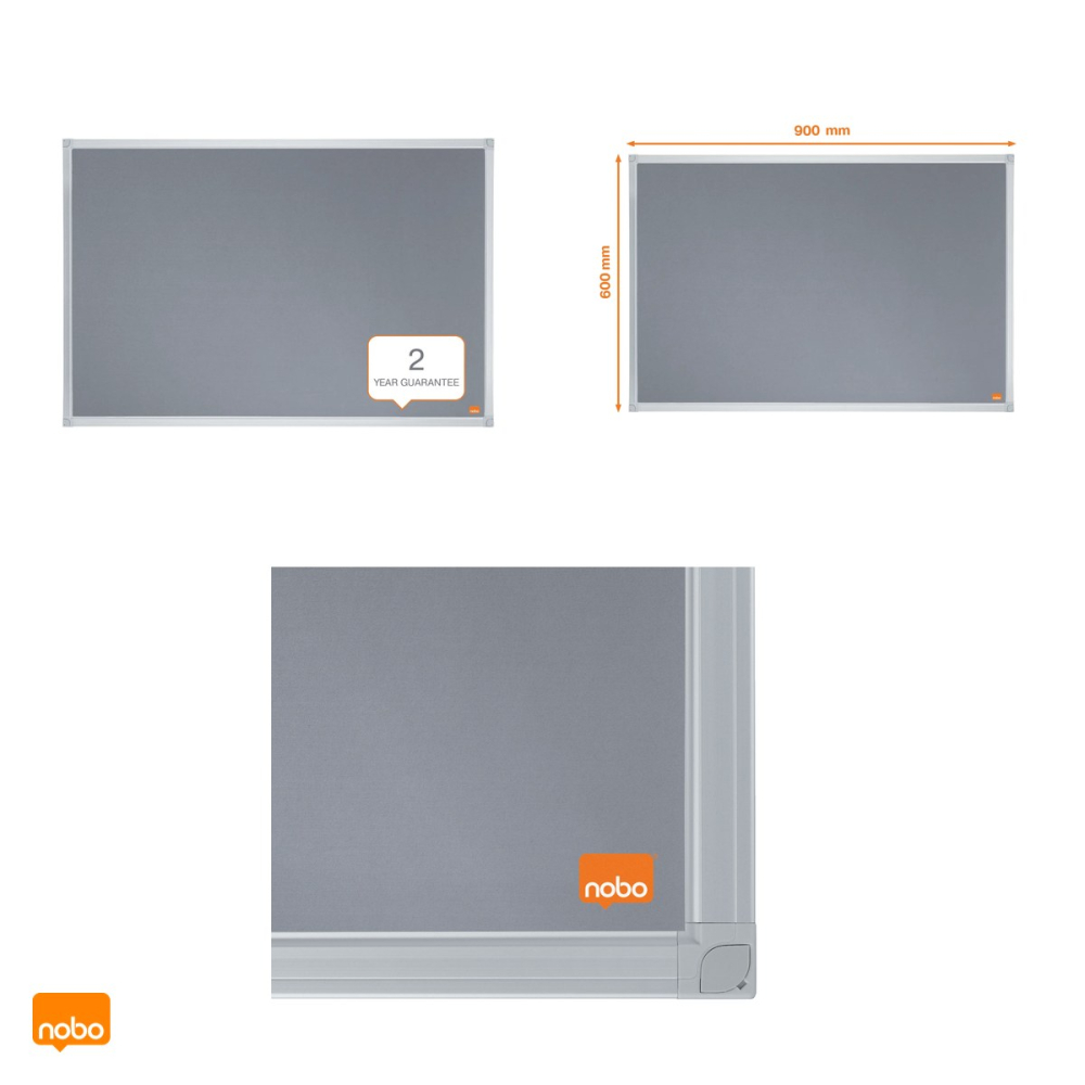 Panou textil Nobo Essentials, montare prin colturi sau suporturi de suspendare, format portret sau orizontal, 90x60 cm, gri [4]