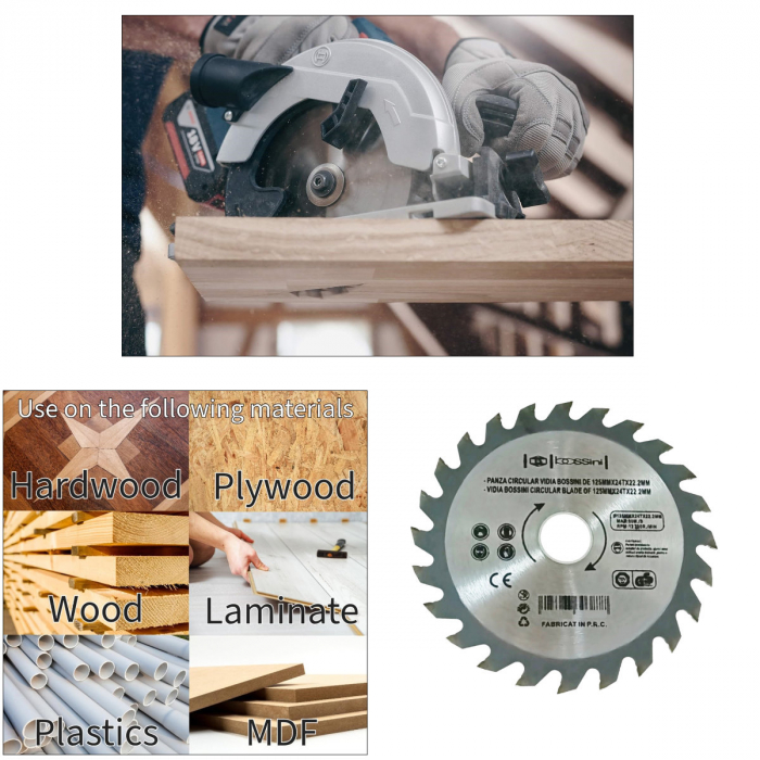 Panza circulara placata vidia 125 mm X 24T X 22.2 mm, Bossini, pentru ferastrau circular [3]