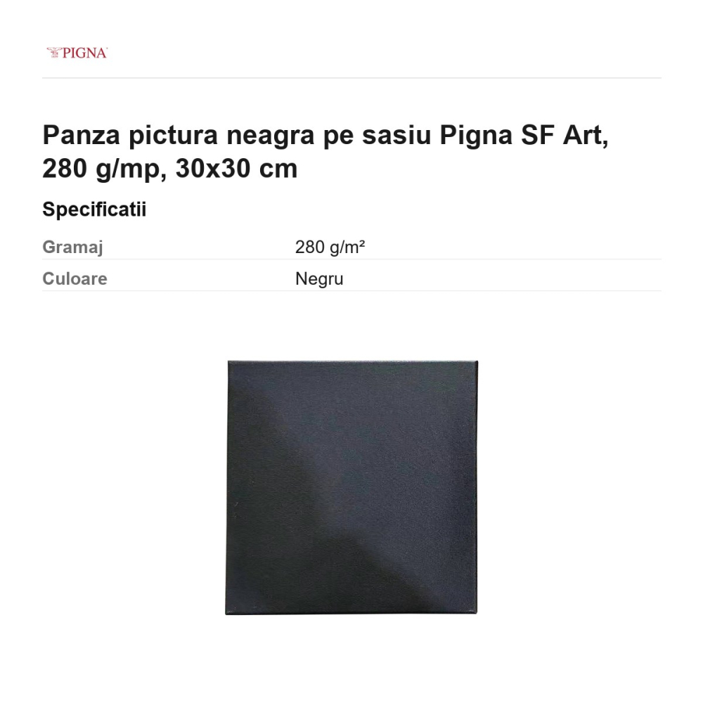 Panza pictura neagra pe sasiu Pigna SF Art, 280 g/mp, 30x30 cm [3]