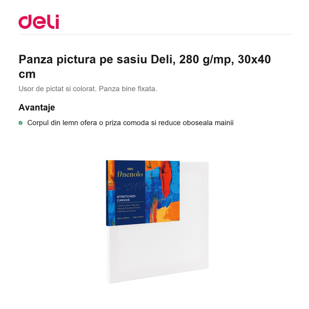 Panza pictura pe sasiu Deli, 280 g/mp, 30x40 cm [2]