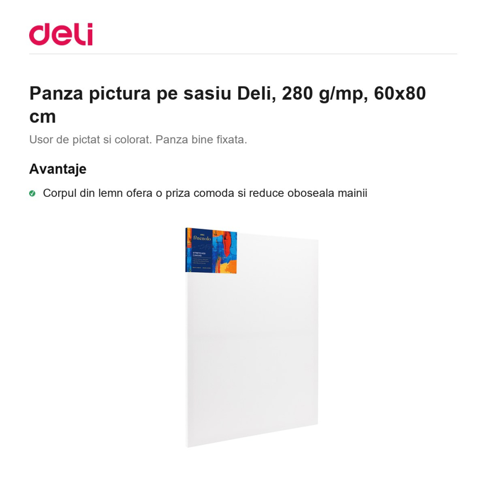 Panza pictura pe sasiu Deli, 280 g/mp, 60x80 cm [2]