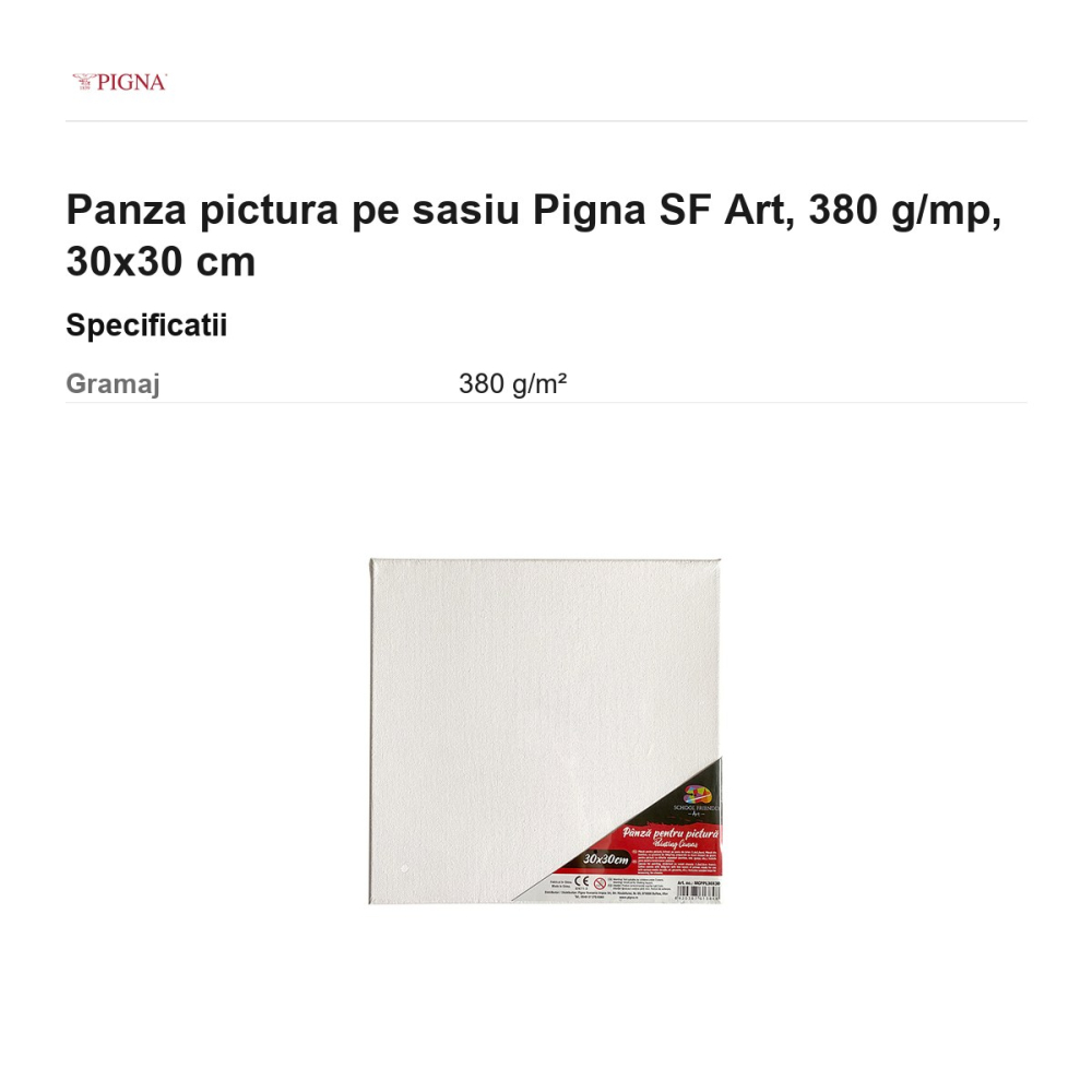 Panza pictura pe sasiu Pigna SF Art, 380 g/mp, 30x30 cm [3]