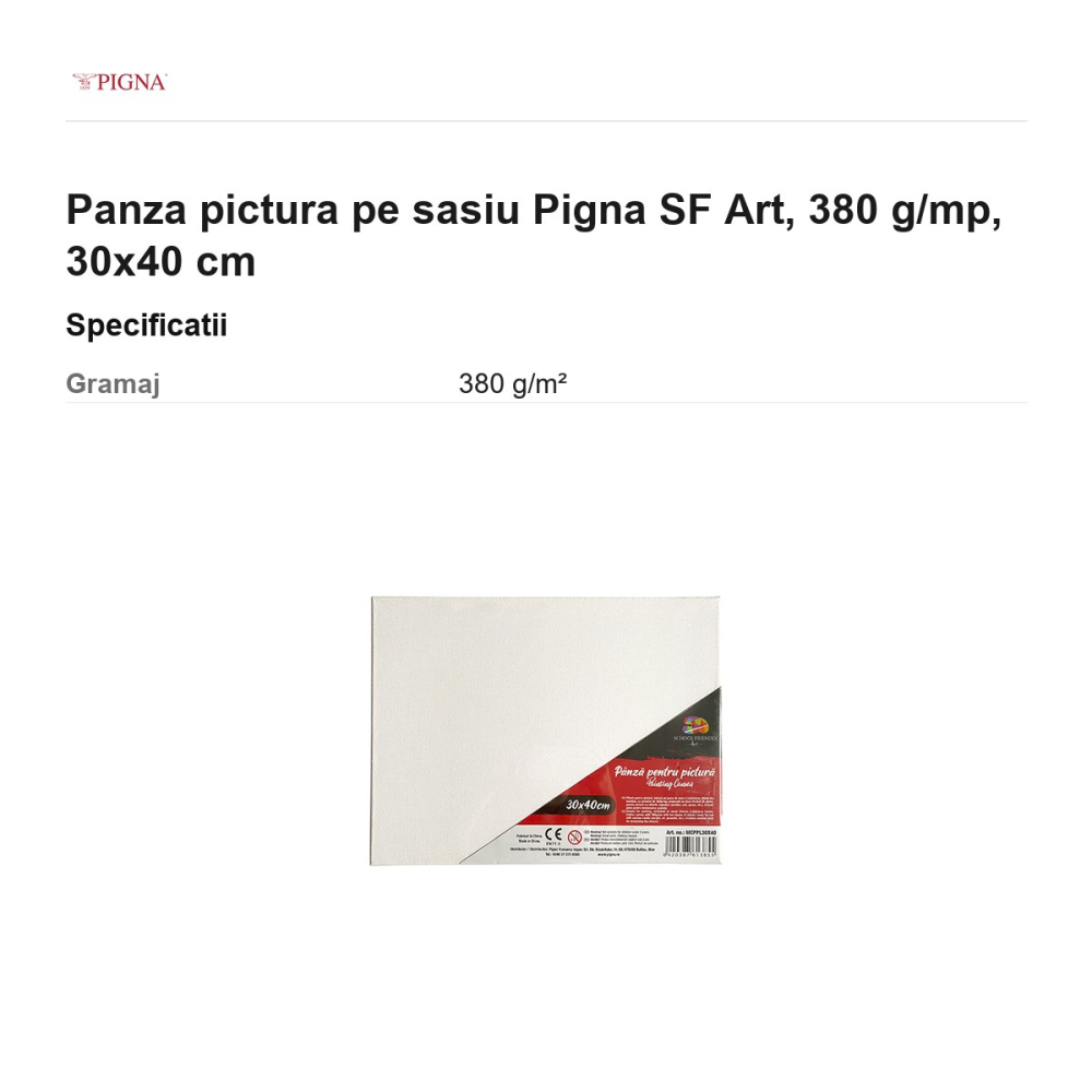Panza pictura pe sasiu Pigna SF Art, 380 g/mp, 30x40 cm [3]