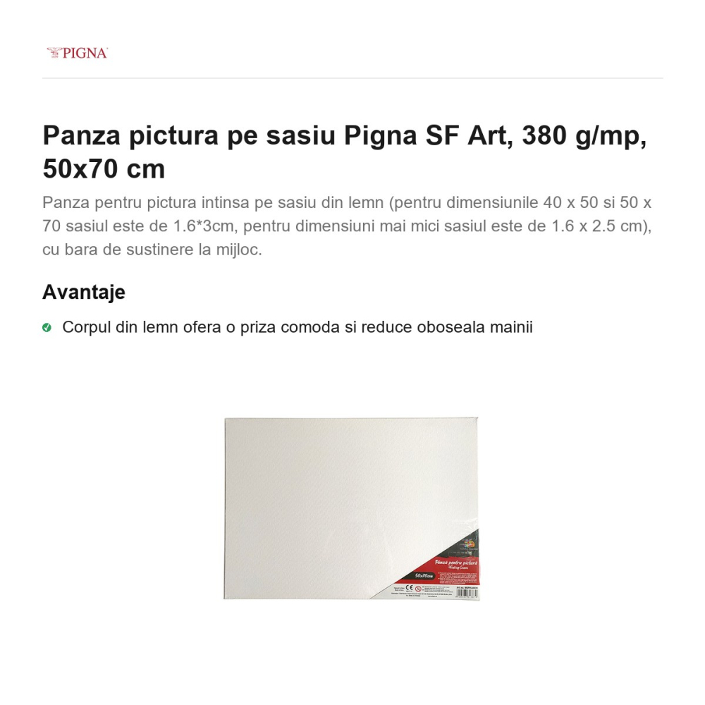 Panza pictura pe sasiu Pigna SF Art, 380 g/mp, 50x70 cm [2]