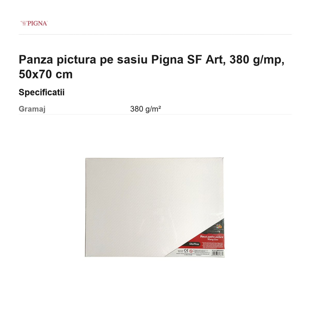Panza pictura pe sasiu Pigna SF Art, 380 g/mp, 50x70 cm [3]