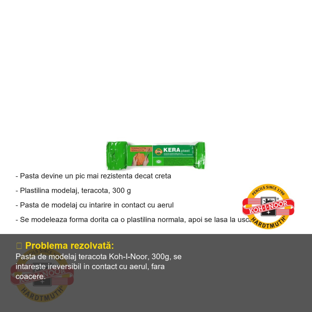 Pasta de modelaj cu intarire la aer Koh-I-Noor, teracota, 300g, pentru modelare si decorare [2]