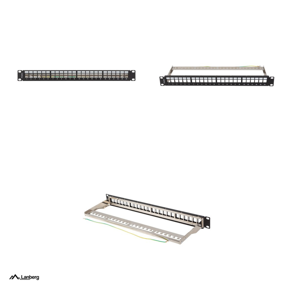 Patch panel gol Lanberg 19 inch 1U cu 24 de locasuri pentru module keystone, ecranat FTP, cu impamantare, otel galvanizat, negru, PPKS-0924-B [4]