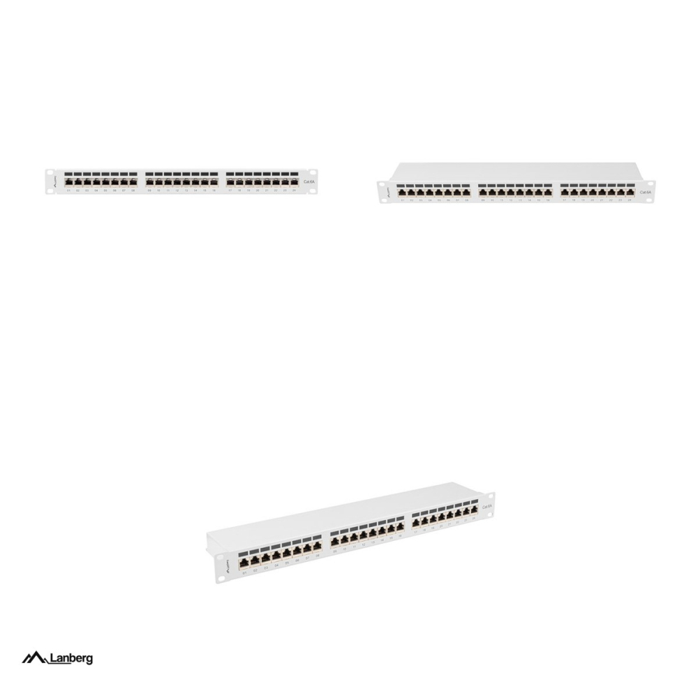 Patch panel Lanberg 24 porturi, 19 inch, 1U, Cat.6A ecranat FTP, conectori IDC/LSA, raft integrat pentru cabluri, gri RAL7035, PPSA-1024-S [4]