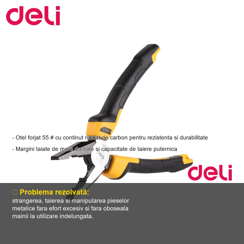 Patent metal profesional Deli 8 inch, otel forjat carbon ridicat, ergonomic, pentru uz general si bricolaj [2]