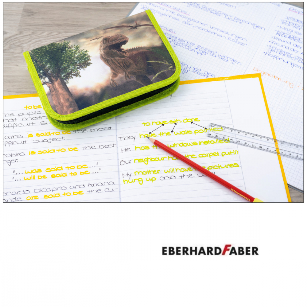 Penar Eberhard Faber model Dinozauri, echipat 42 piese, 19,6 x 13,2 x 3,4 cm, cu fermoar, asortat [2]