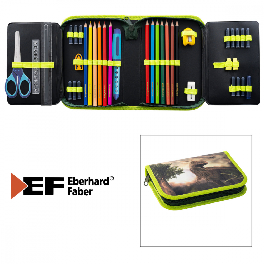 Penar Eberhard Faber model Dinozauri, echipat 42 piese, 19,6 x 13,2 x 3,4 cm, cu fermoar, asortat [3]