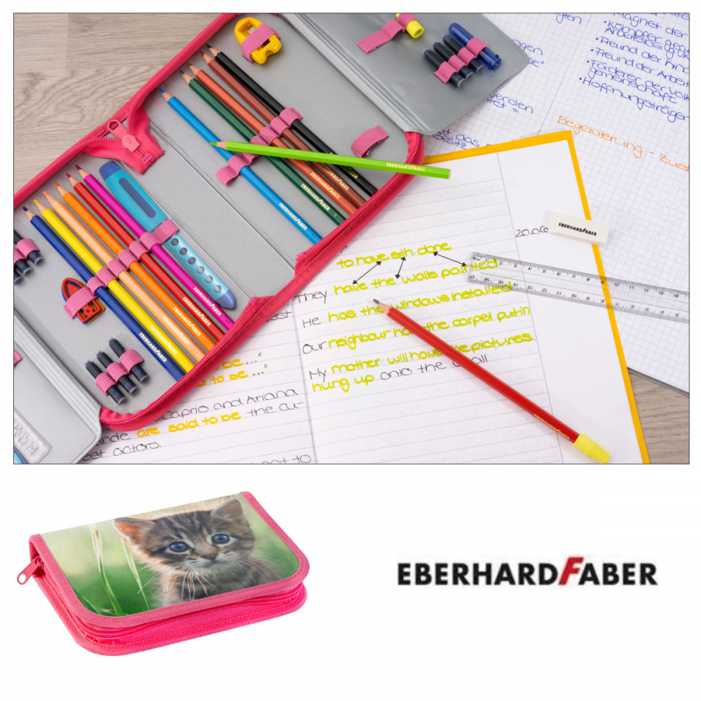Penar Eberhard Faber model Pisici, echipat 42 piese, 19,6 x 13,2 x 3,4 cm, cu fermoar, asortat [4]
