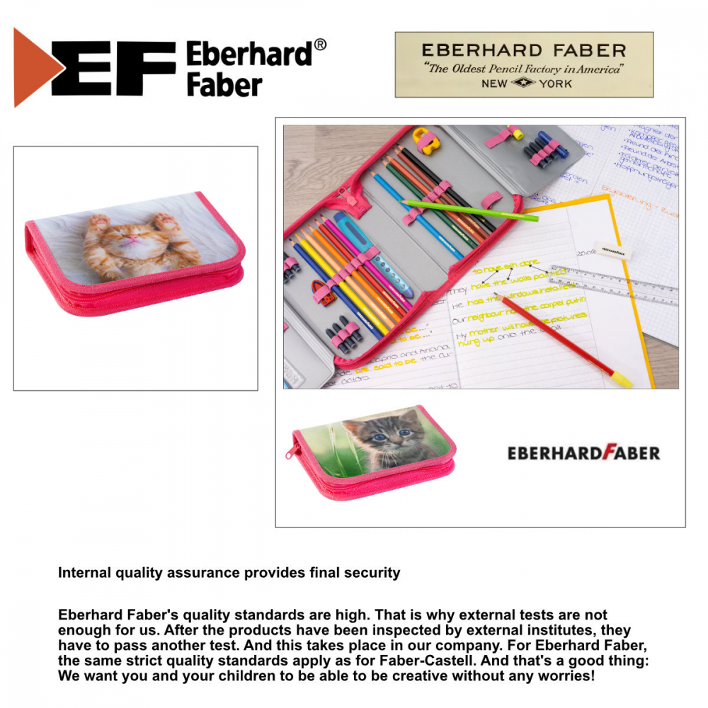 Penar Eberhard Faber model Pisici, echipat 42 piese, 19,6 x 13,2 x 3,4 cm, cu fermoar, asortat [5]