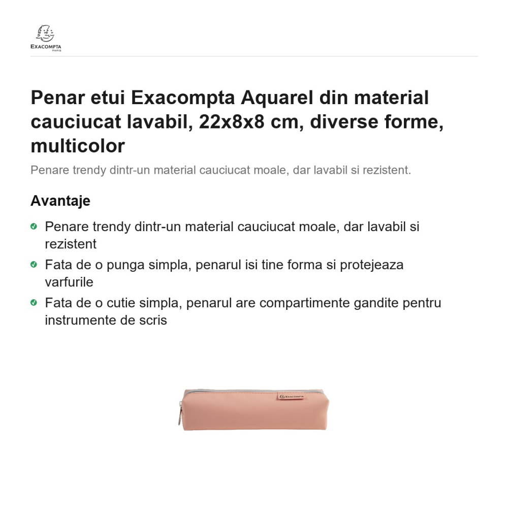 Penar etui Exacompta Aquarel din material cauciucat lavabil, 22x8x8 cm, diverse forme, multicolor [2]
