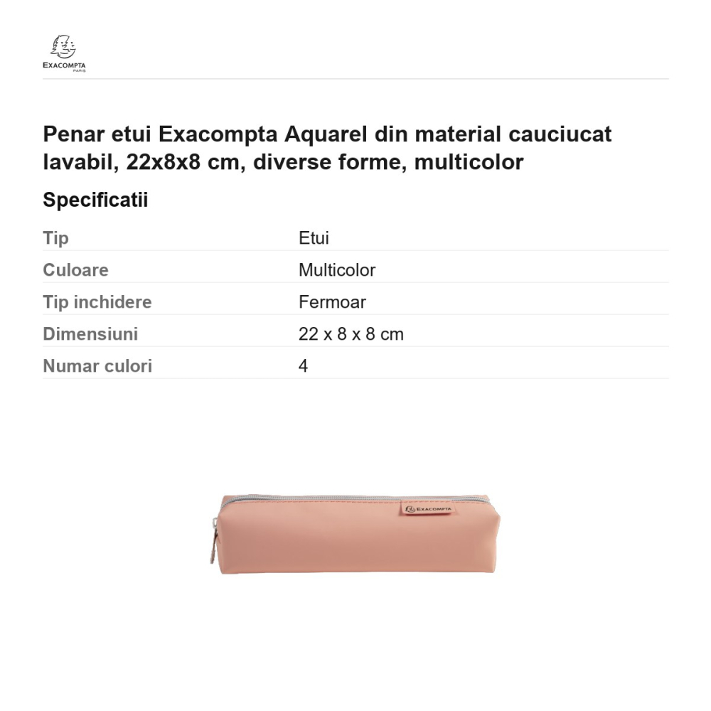 Penar etui Exacompta Aquarel din material cauciucat lavabil, 22x8x8 cm, diverse forme, multicolor [3]