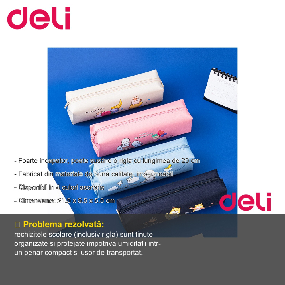 Penar etui tubular Deli Lovely, design compact si incapator, pentru scoala [2]