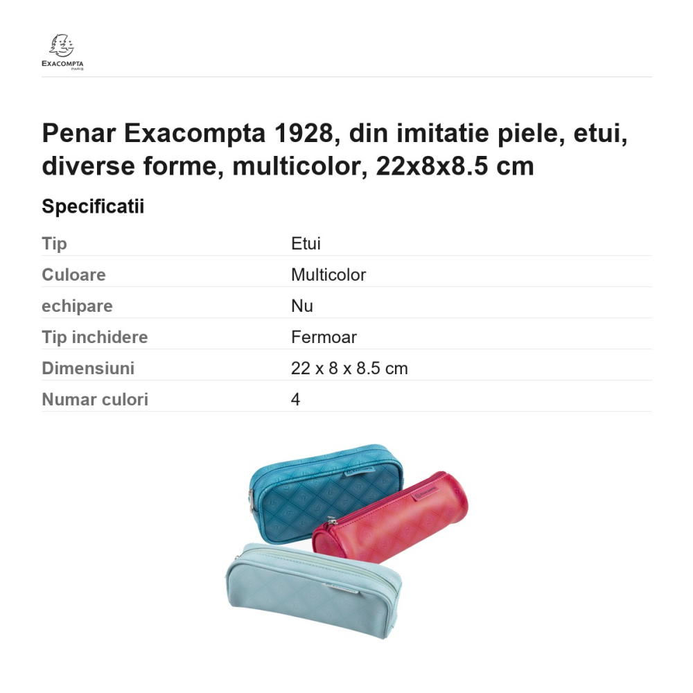 Penar Exacompta 1928, din imitatie piele, etui, diverse forme, multicolor, 22x8x8.5 cm [3]