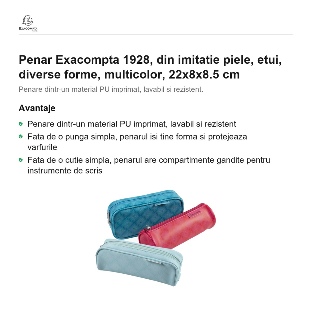 Penar Exacompta 1928, din imitatie piele, etui, diverse forme, multicolor, 22x8x8.5 cm [2]