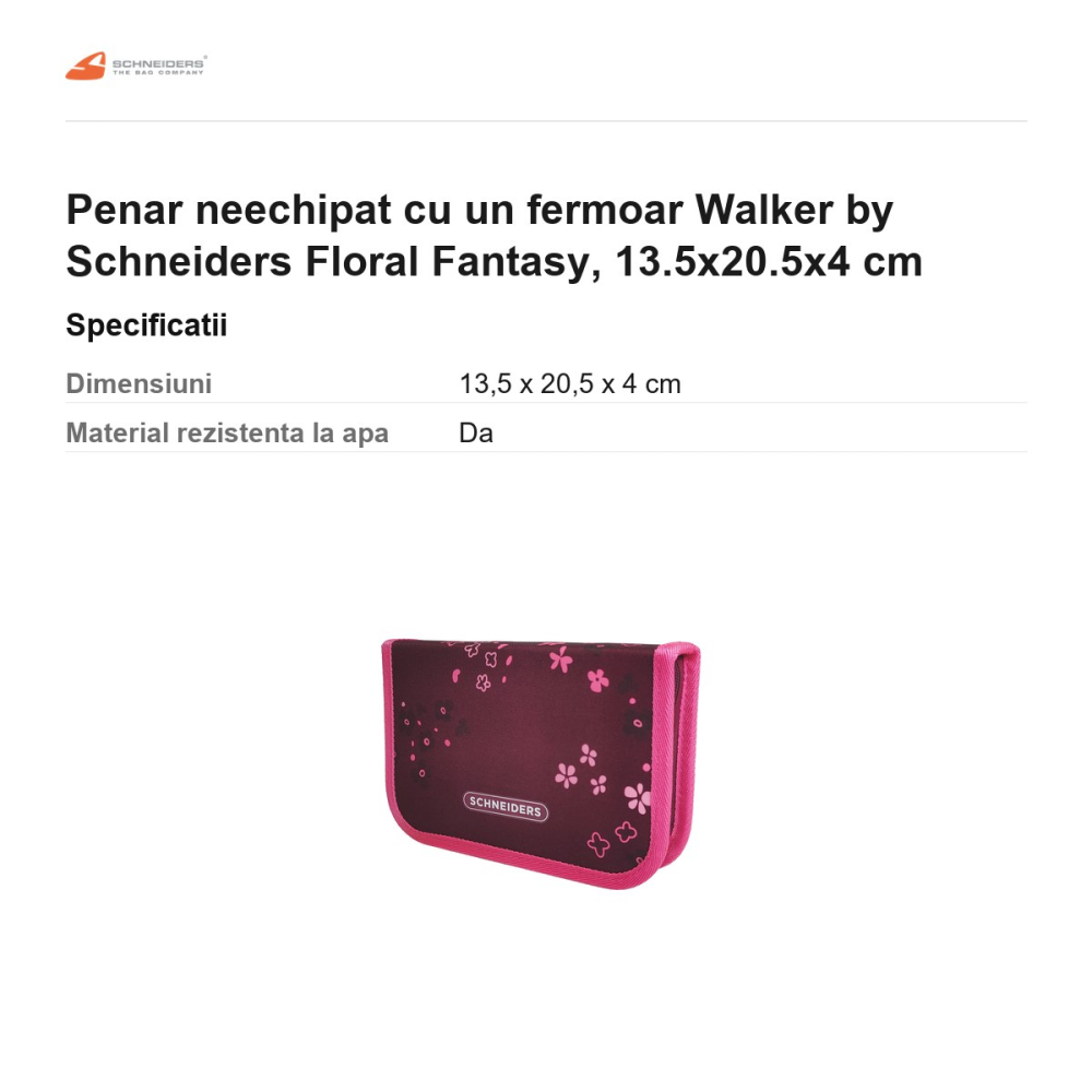 Penar neechipat cu un fermoar Walker by Schneiders Floral Fantasy, 13.5x20.5x4 cm [3]