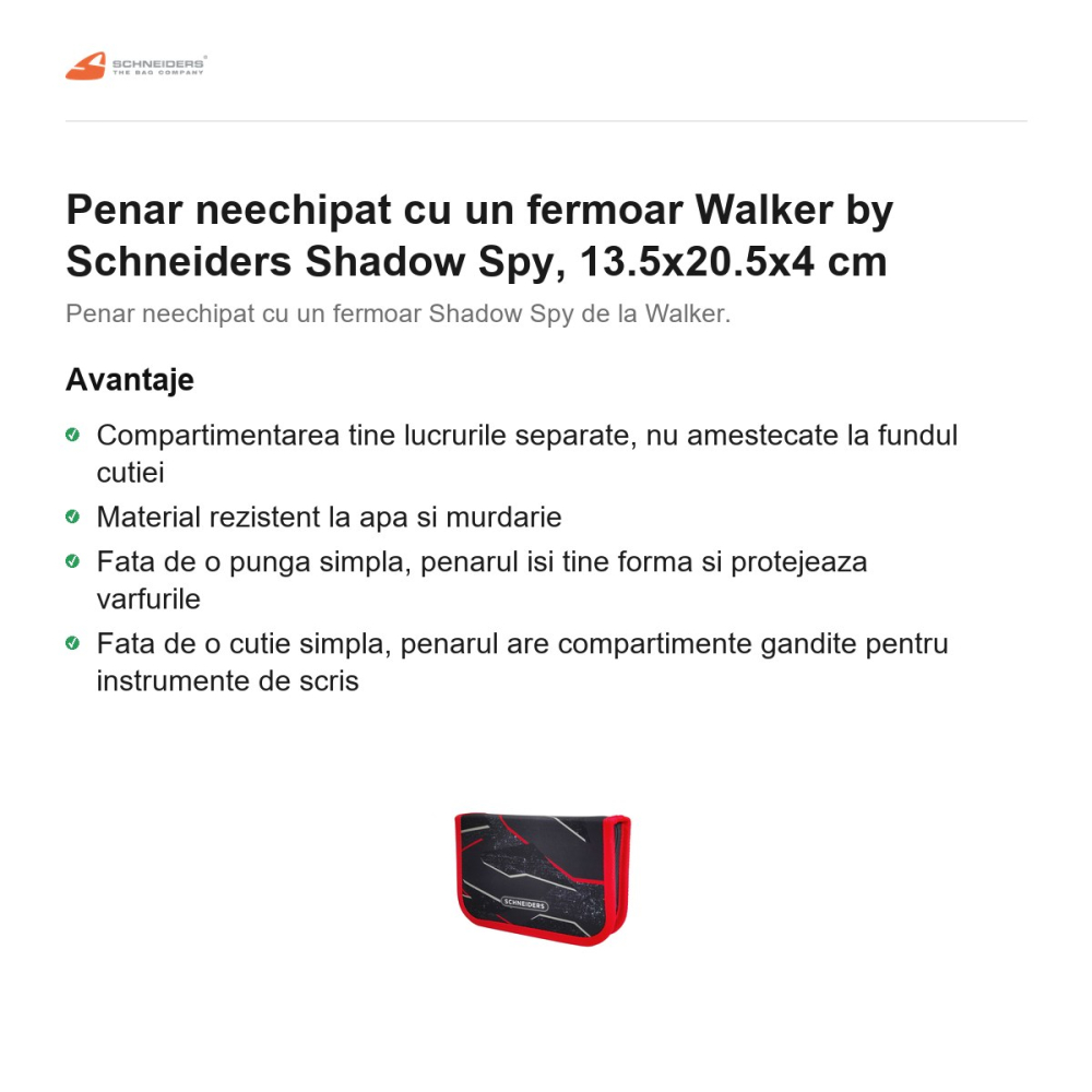 Penar neechipat cu un fermoar Walker by Schneiders Shadow Spy, 13.5x20.5x4 cm [2]