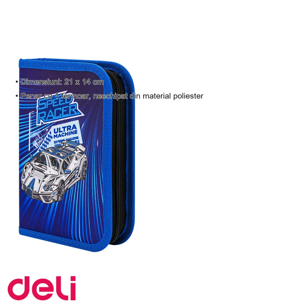 Penar neechipat Deli Racer, 1 fermoar, material poliester, pentru scoala si birou [3]