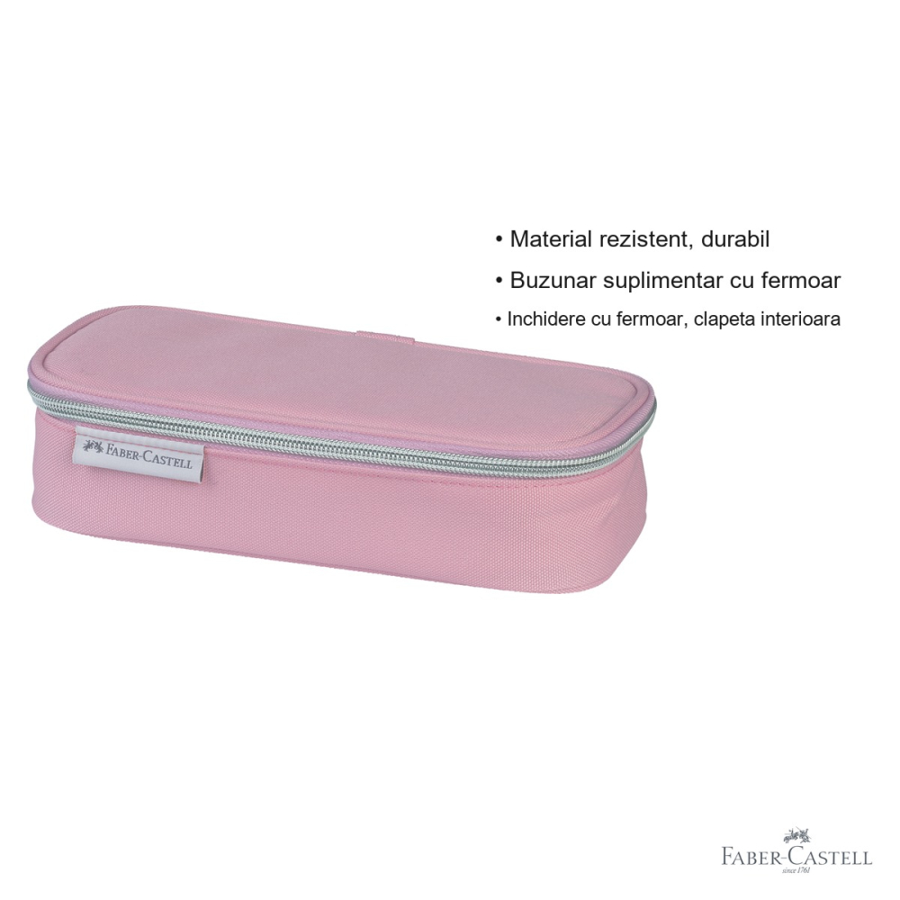 Penar oval neechipat Faber-Castell Rose Shadow 2024, design modern cu buzunar suplimentar, pentru scoala [3]