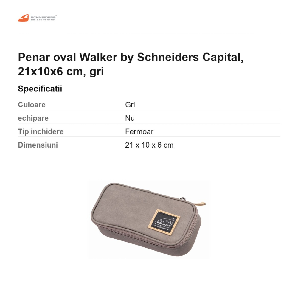 Penar oval Walker by Schneiders Capital, 21x10x6 cm, gri [3]