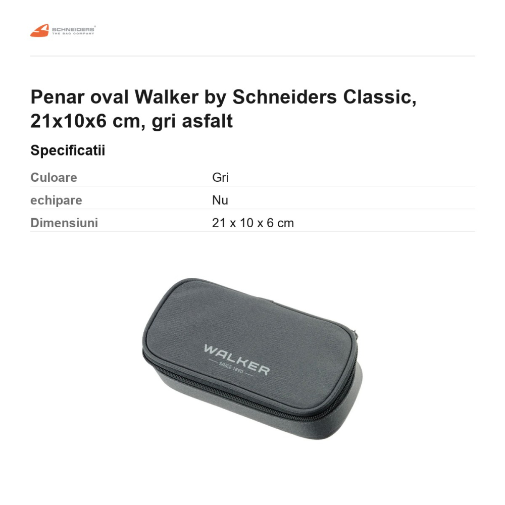 Penar oval Walker by Schneiders Classic, 21x10x6 cm, gri asfalt [3]