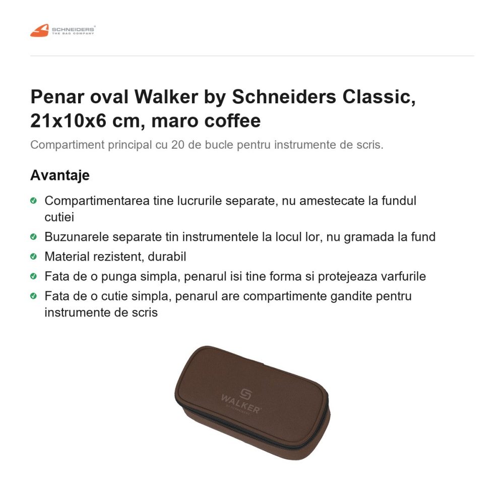 Penar oval Walker by Schneiders Classic, 21x10x6 cm, maro coffee [2]