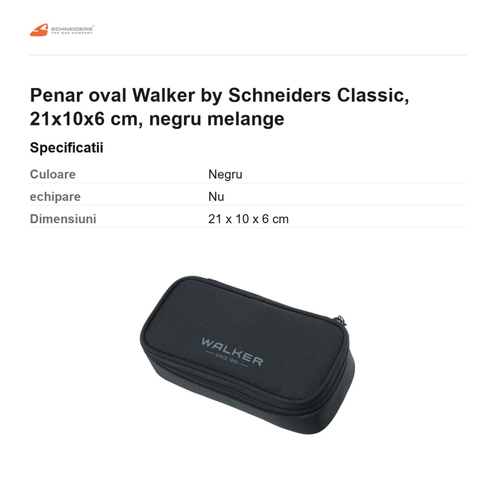 Penar oval Walker by Schneiders Classic, 21x10x6 cm, negru melange [3]