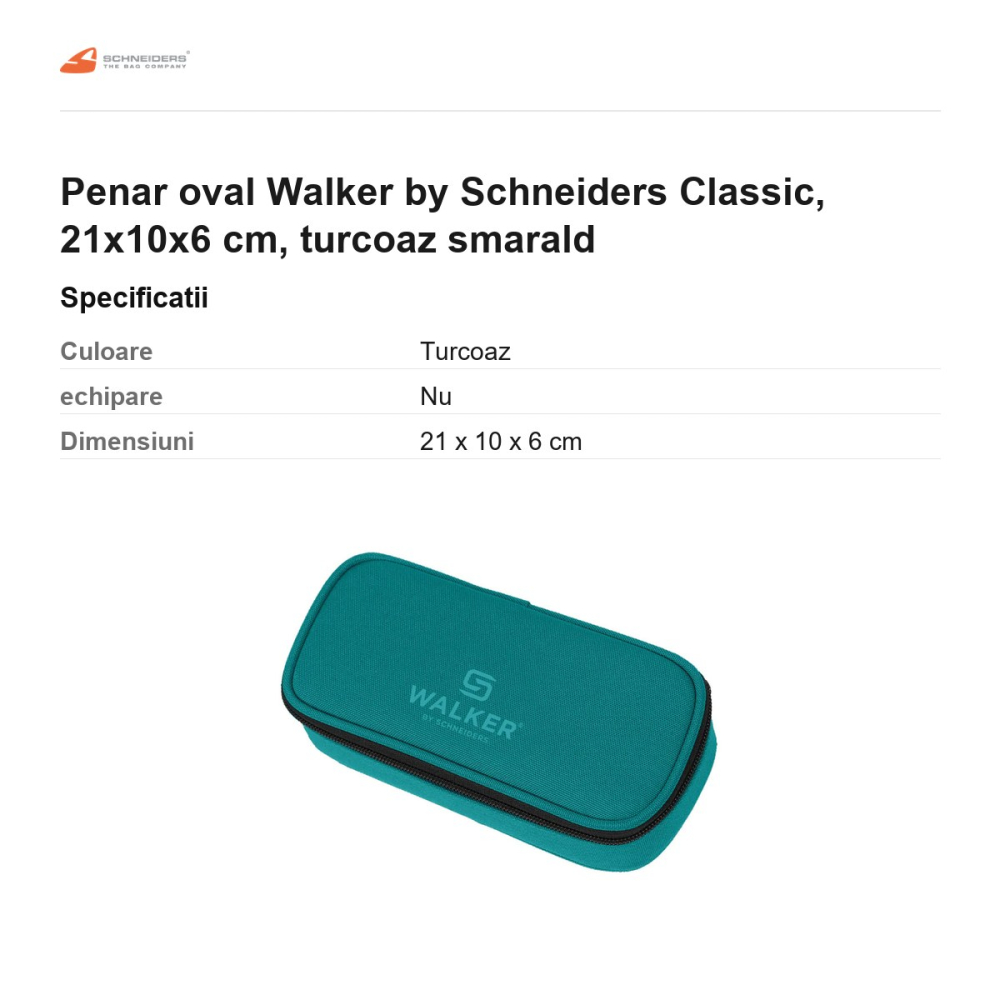 Penar oval Walker by Schneiders Classic, 21x10x6 cm, turcoaz smarald [3]
