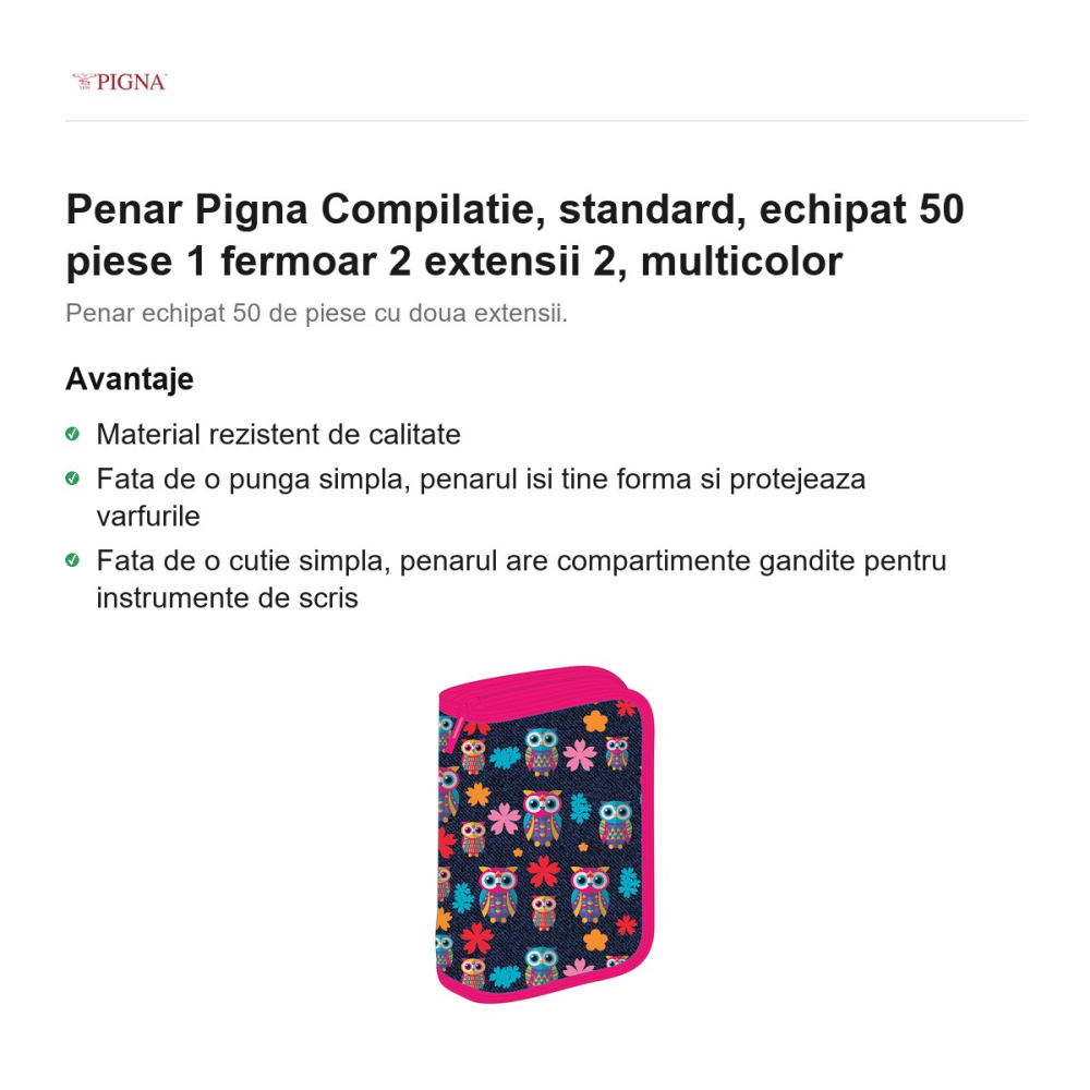 Penar Pigna Compilatie, echipat 50 piese 1 fermoar 2 extensii 2, multicolor [2]