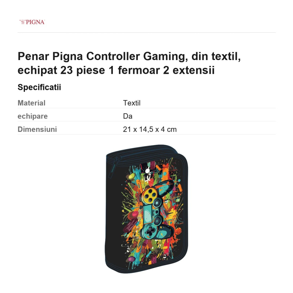 Penar Pigna Controller Gaming, din textil, echipat 23 piese 1 fermoar 2 extensii [3]